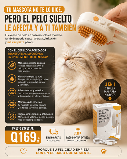 CEPILLO VAPORIZADOR® 3 en 1 para mascotas