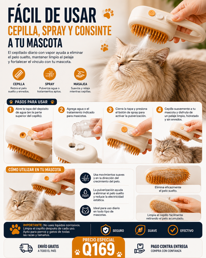 CEPILLO VAPORIZADOR® 3 en 1 para mascotas